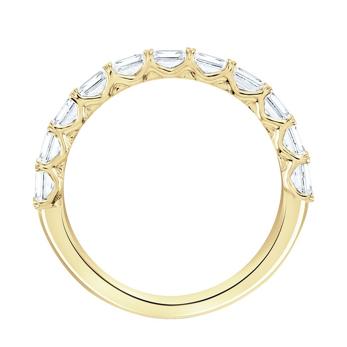 Goldsmiths 9ct Yellow Gold 0.78 Carat Emerald Cut Half Eternity Ring - Ring Size J