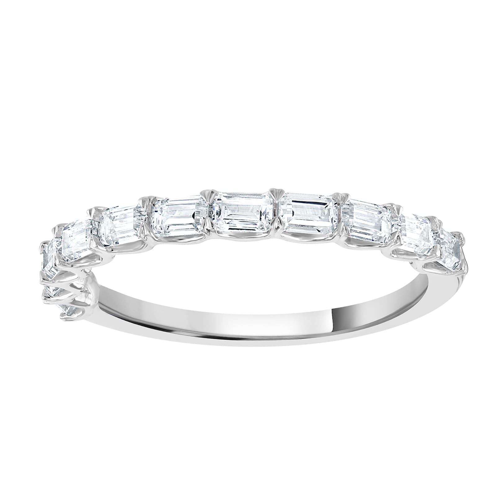 Platinum 0.78 Carat Emerald Cut Half Eternity Ring - Ring Size L