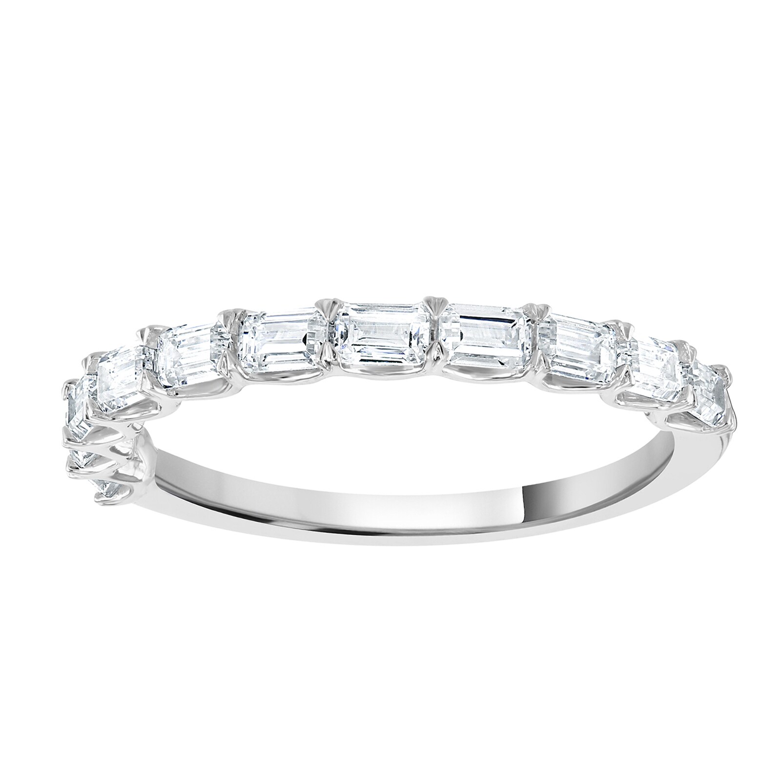 18ct White Gold 0.78 Carat Emerald Cut Half Eternity Ring - Ring Size Z