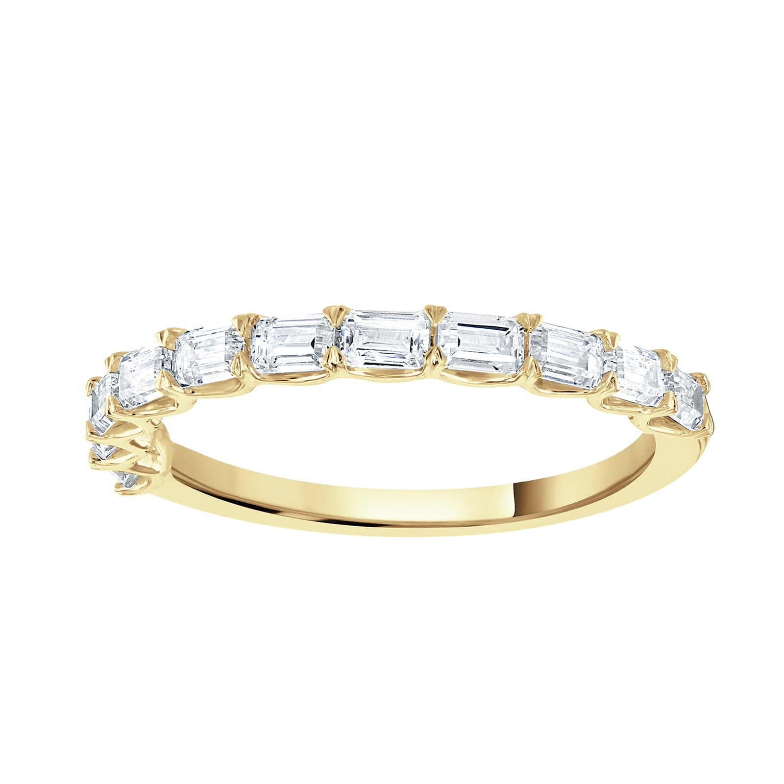 18ct Yellow Gold 0.78 Carat Emerald Cut Half Eternity Ring - Ring Size V