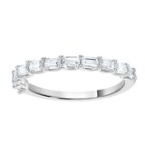 Goldsmiths 9ct White Gold 0.78 Carat Emerald Cut Half Eternity Ring - Ring Size Z