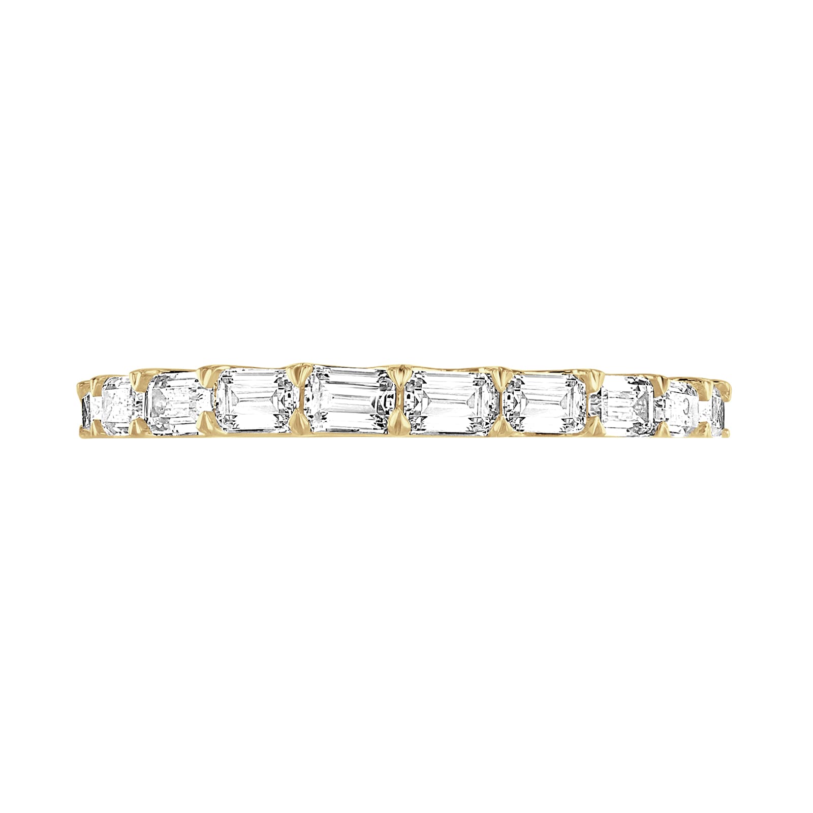 Goldsmiths 9ct Yellow Gold 0.78 Carat Emerald Cut Half Eternity Ring