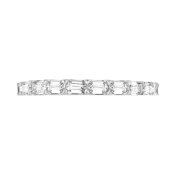 Goldsmiths Platinum 0.78 Carat Emerald Cut Half Eternity Ring - Ring Size Y