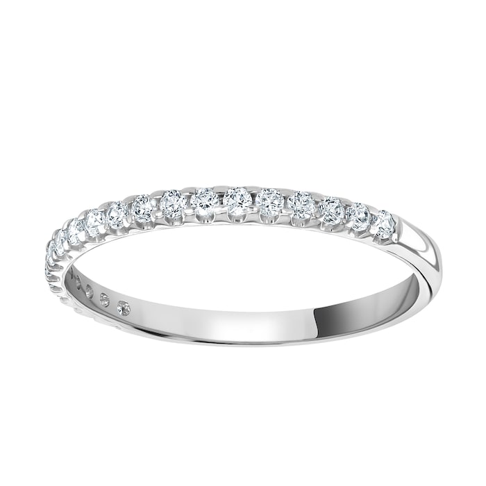Goldsmiths 9ct White Gold 0.20 Carat Round Brilliant Cut Claw Set Half Eternity Ring - Ring Size H