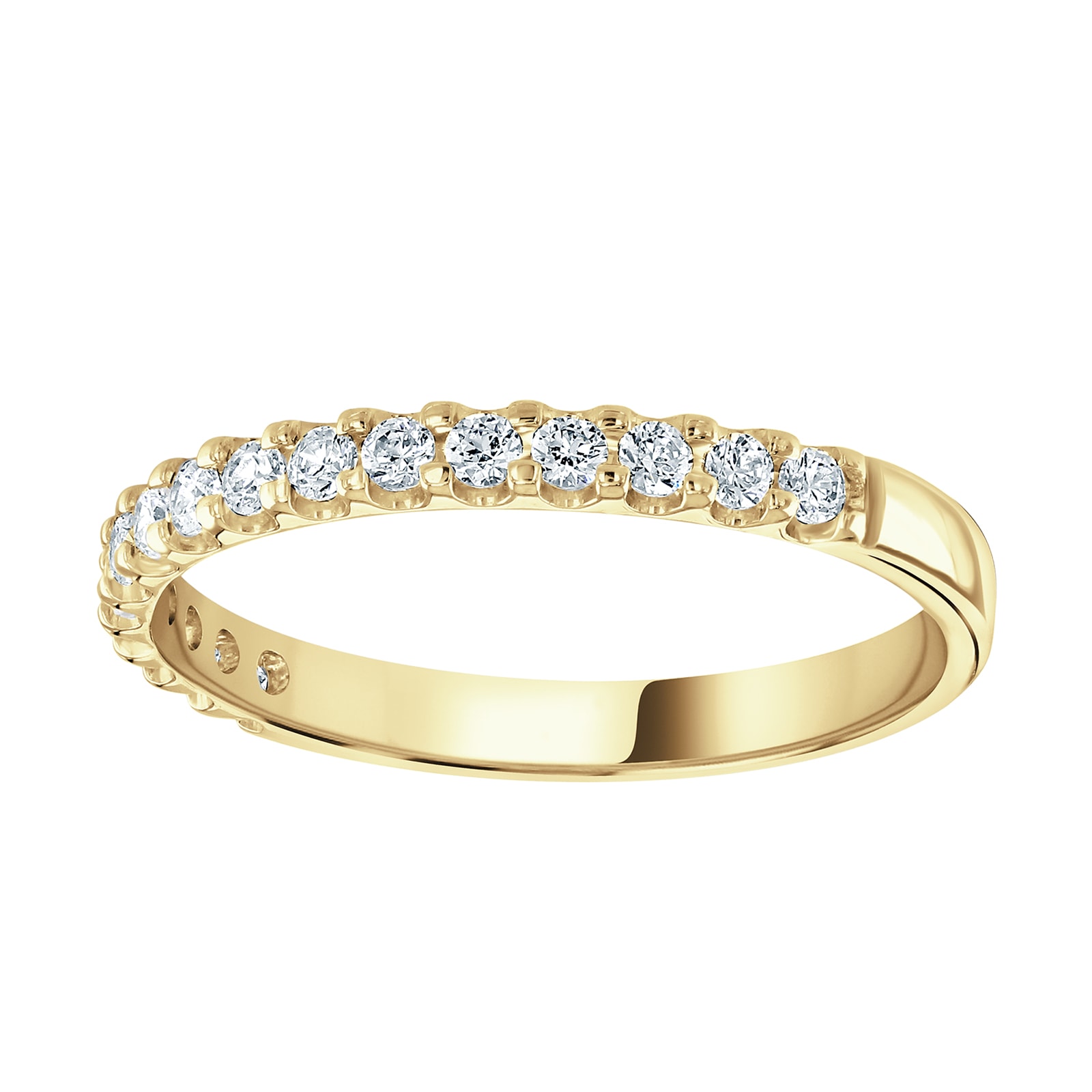 9ct Yellow Gold 0.30 Carat Round Brilliant Cut Claw Set Half Eternity Ring - Ring Size O