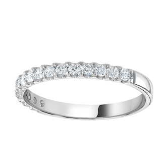 Goldsmiths 9ct White Gold 0.30 Carat Round Brilliant Cut Claw Set Half Eternity Ring