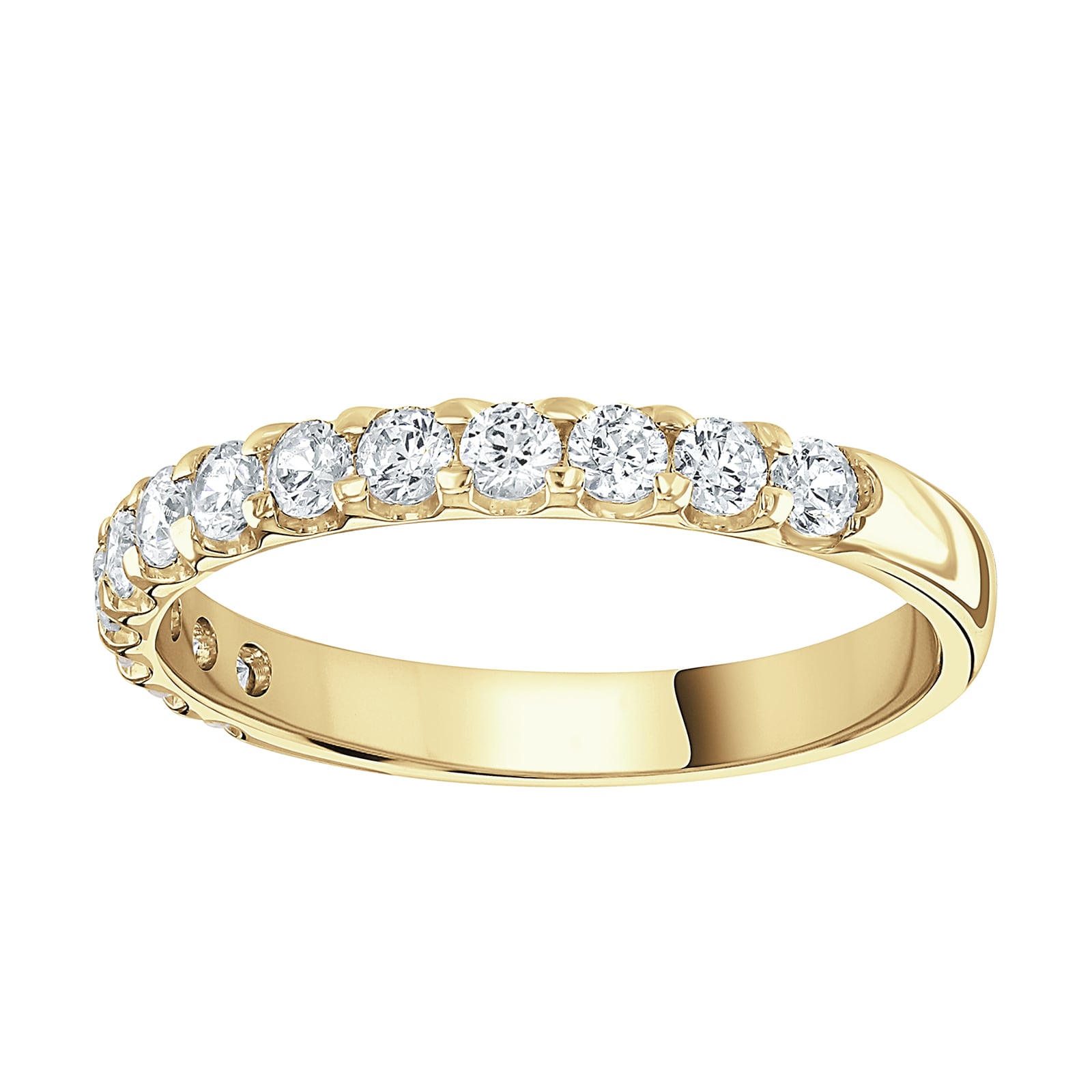 18ct Yellow Gold 0.50 Carat Round Brilliant Cut Claw Set Half Eternity Ring - Ring Size G