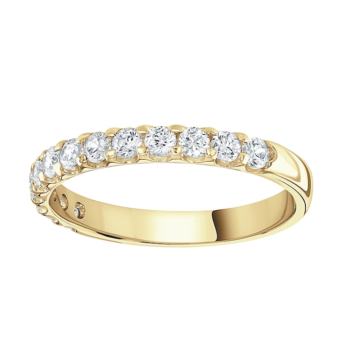 Goldsmiths 18ct Yellow Gold 0.50 Carat Round Brilliant Cut Claw Set Half Eternity Ring
