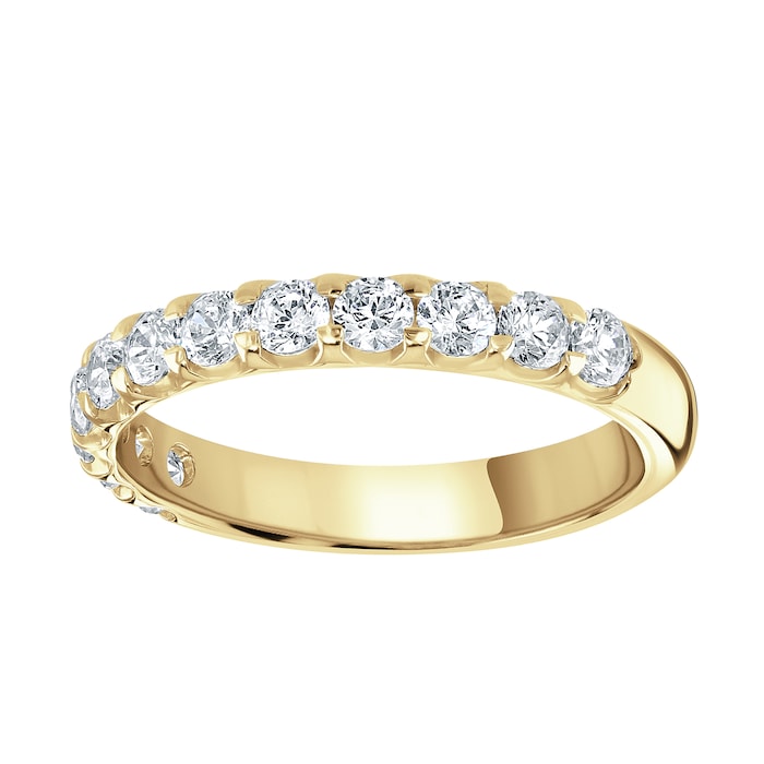 Goldsmiths 9ct Yellow Gold 0.75 Carat Round Brilliant Cut Claw Set Half Eternity Ring - Ring Size P