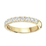 Goldsmiths 9ct Yellow Gold 0.75 Carat Round Brilliant Cut Claw Set Half Eternity Ring - Ring Size P