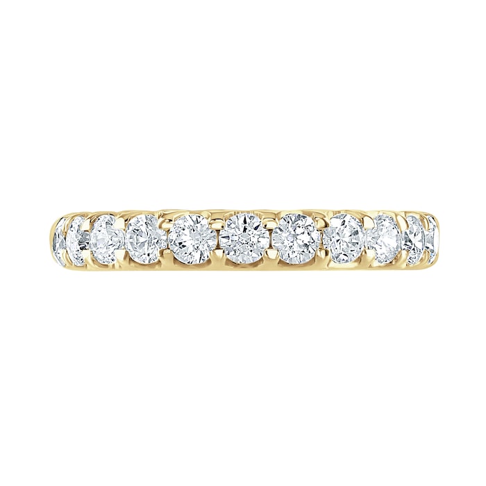 Goldsmiths 9ct Yellow Gold 0.75 Carat Round Brilliant Cut Claw Set Half Eternity Ring - Ring Size P