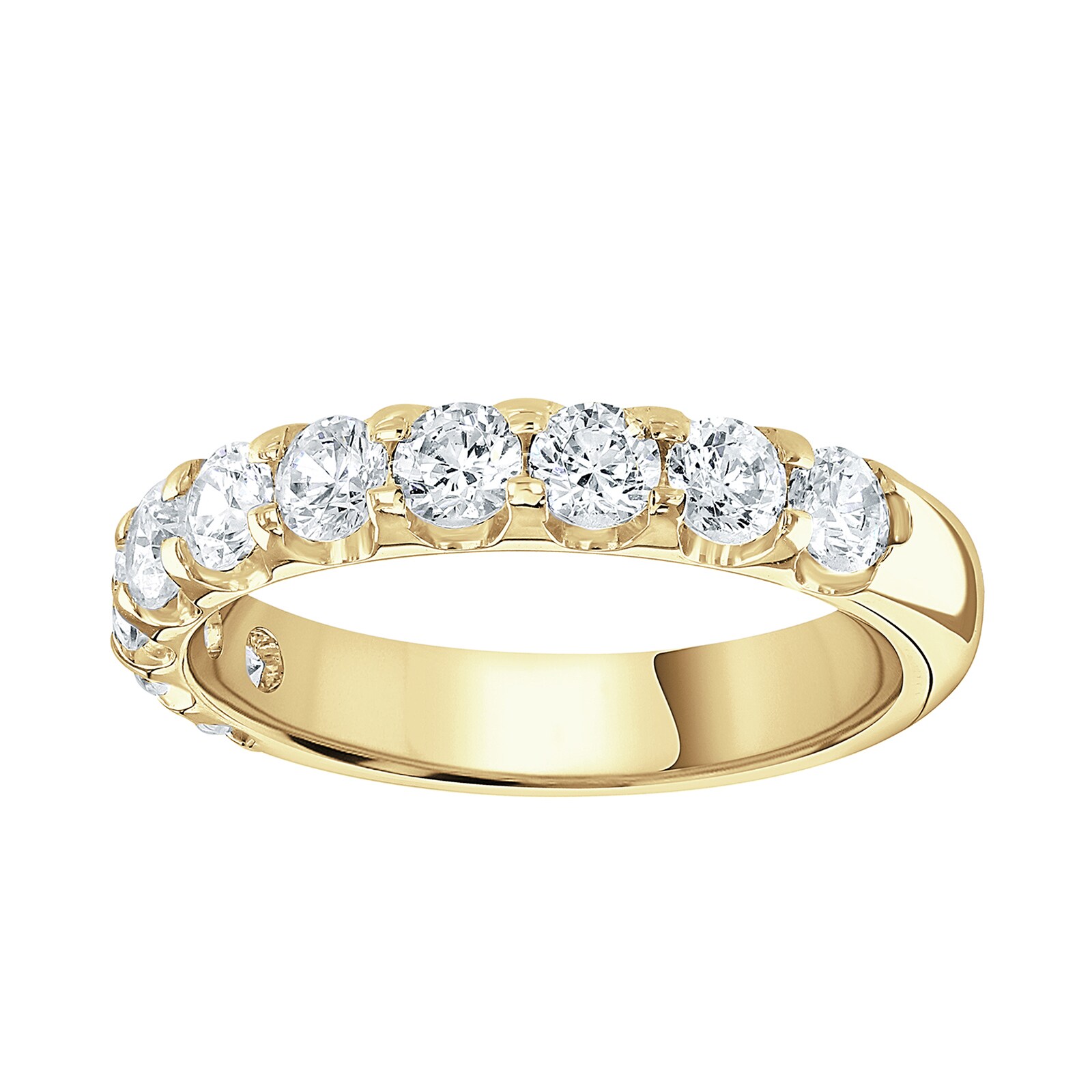 18ct Yellow Gold 1.00 Carat Round Brilliant Cut Claw Set Half Eternity Ring - Ring Size S