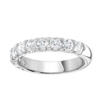 Goldsmiths Platinum 1.00 Carat Round Brilliant Cut Claw Set Half Eternity Ring Goldsmiths Platinum 1.00 Carat Round Brilliant Cut Claw Set Half Eternity Ring