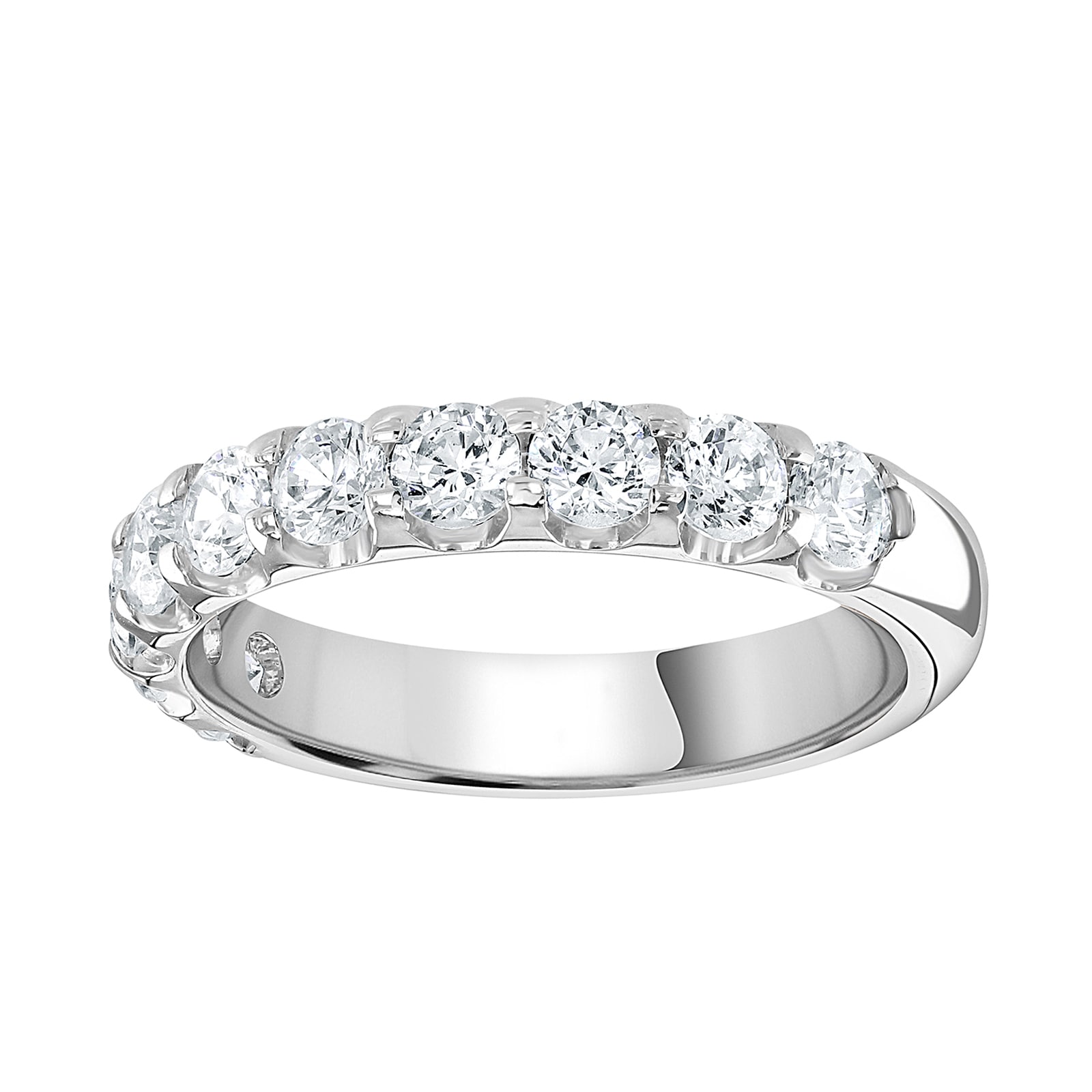 18ct White Gold 1.00 Carat Round Brilliant Cut Claw Set Half Eternity Ring - Ring Size F