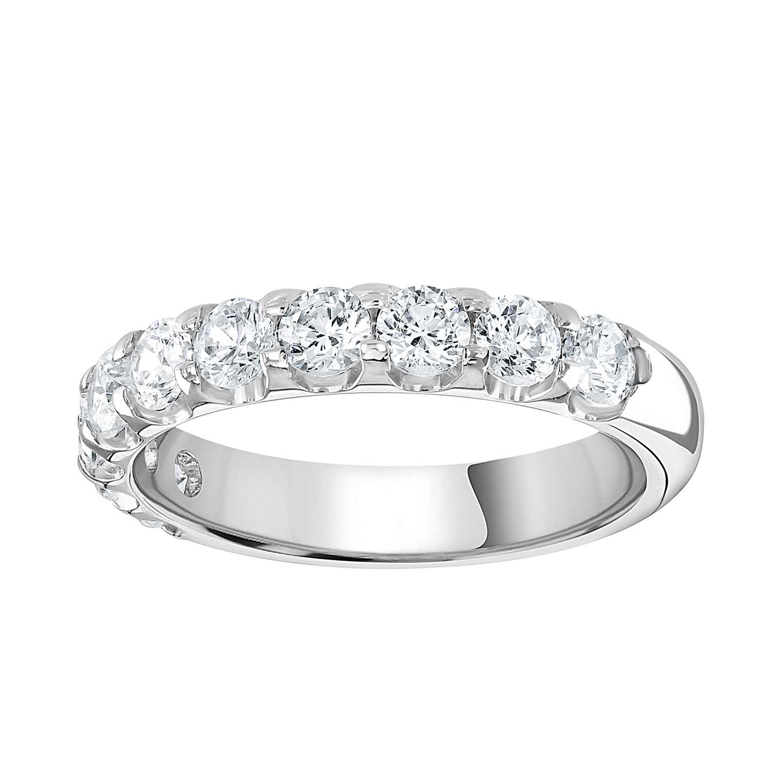 9ct White Gold 1.00 Carat Round Brilliant Cut Claw Set Half Eternity Ring - Ring Size L