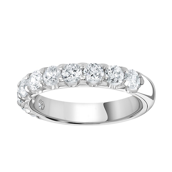 Goldsmiths 9ct White Gold 1.00 Carat Round Brilliant Cut Claw Set Half Eternity Ring