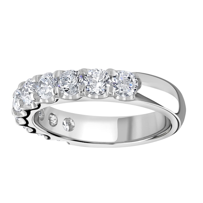 Goldsmiths Platinum 1.30 Carat Round Brilliant Cut Claw Set Half Eternity Ring  - Ring Size Y
