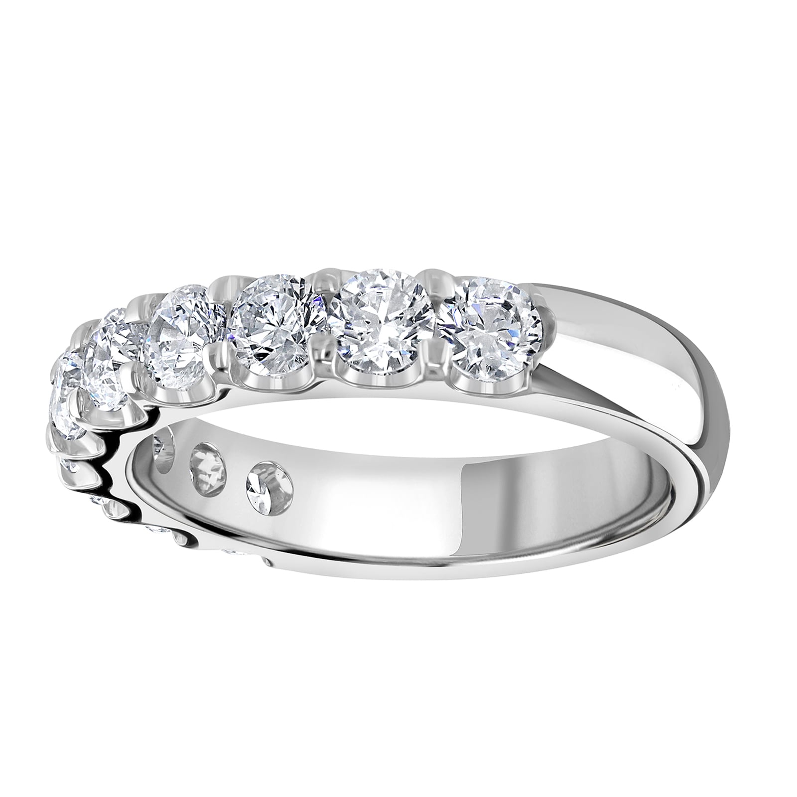 9ct White Gold 1.30 Carat Round Brilliant Cut Claw Set Half Eternity Ring - Ring Size J