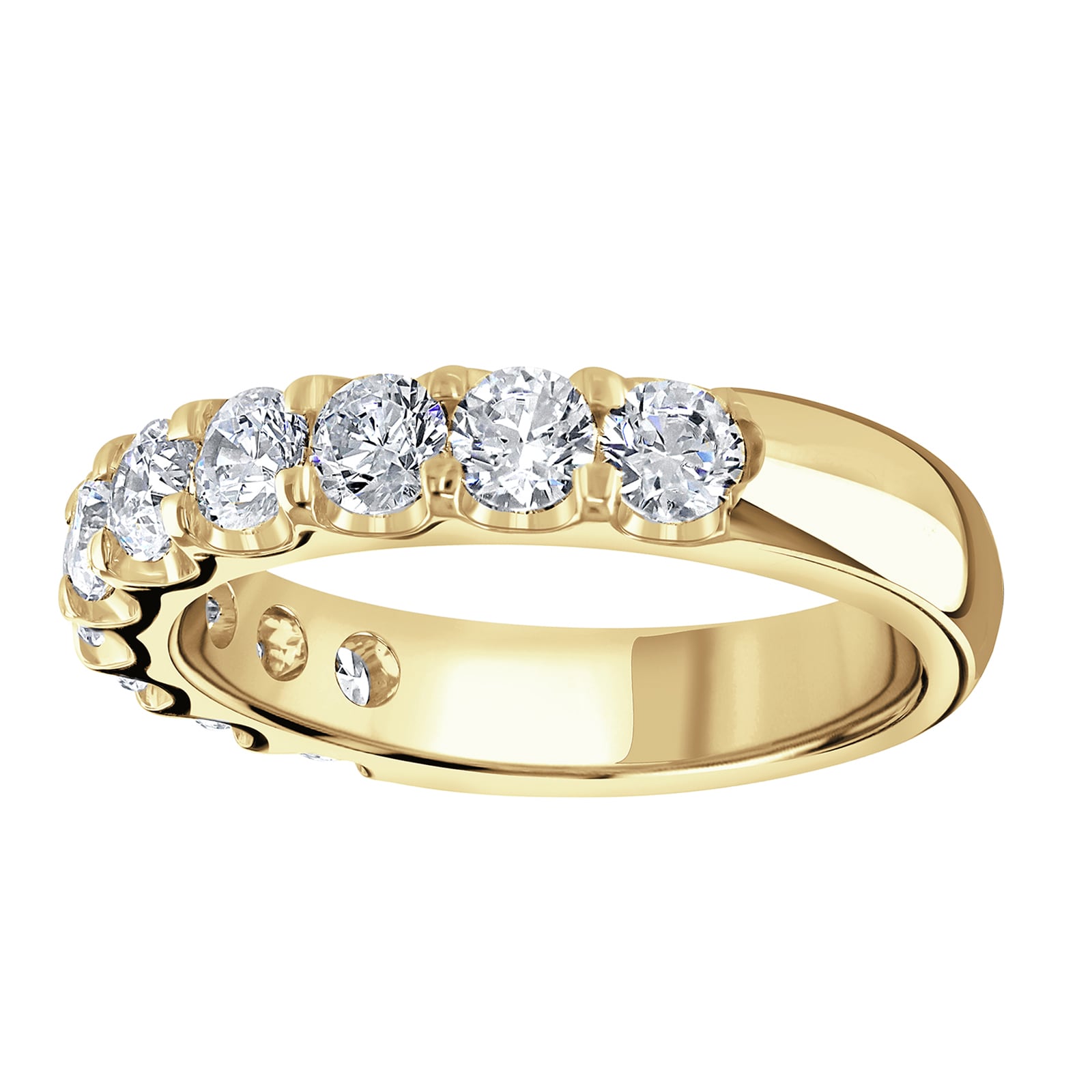 9ct Yellow Gold 1.30 Carat Round Brilliant Cut Claw Set Half Eternity Ring - Ring Size Z