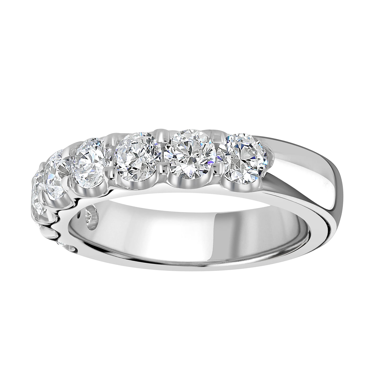 18ct White Gold 1.50 Carat Round Brilliant Cut Claw Set Half Eternity Ring - Ring Size W