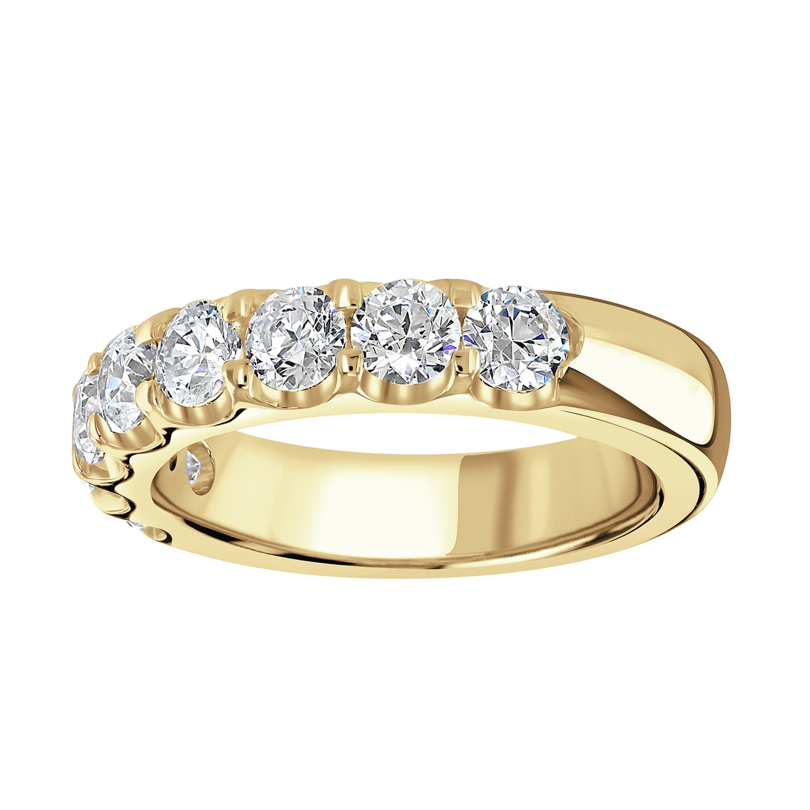 Goldsmiths 18ct Yellow Gold 1.50 Carat Round Brilliant Cut Claw Set Half Eternity Ring