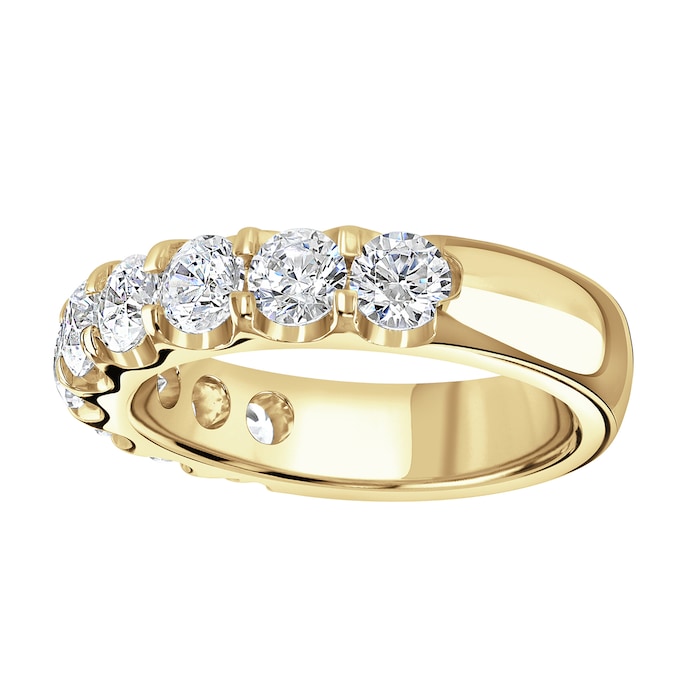 Goldsmiths 18ct Yellow Gold 2.15 Carat Round Brilliant Cut Claw Set Half Eternity Ring