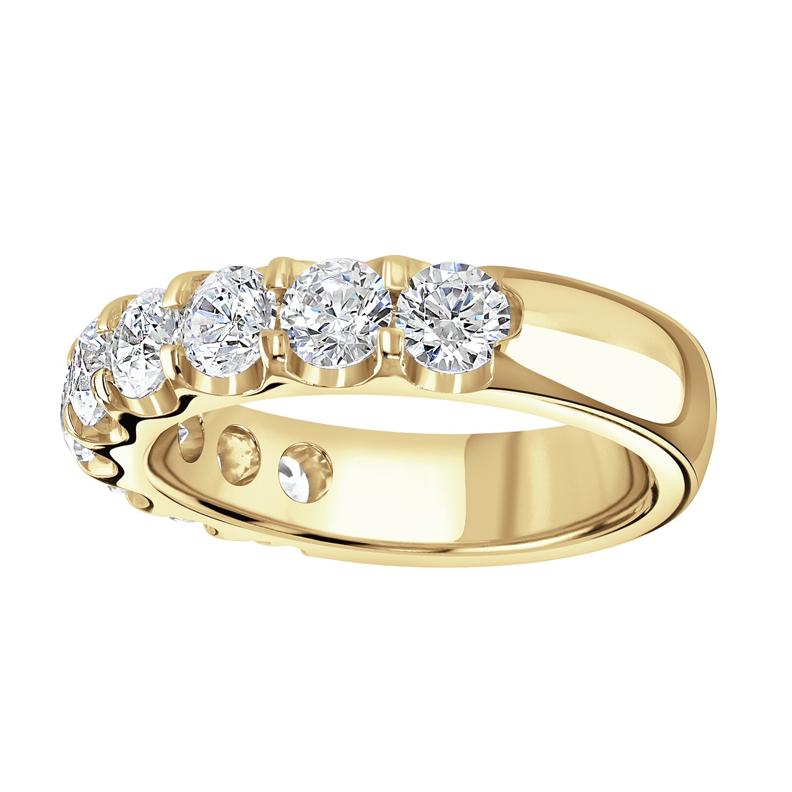 18ct Yellow Gold 2.15 Carat Round Brilliant Cut Claw Set Half Eternity Ring - Ring Size N