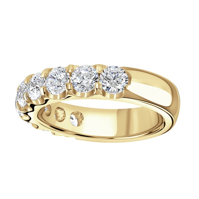 Goldsmiths 18ct Yellow Gold 2.15 Carat Round Brilliant Cut Claw Set Half Eternity Ring