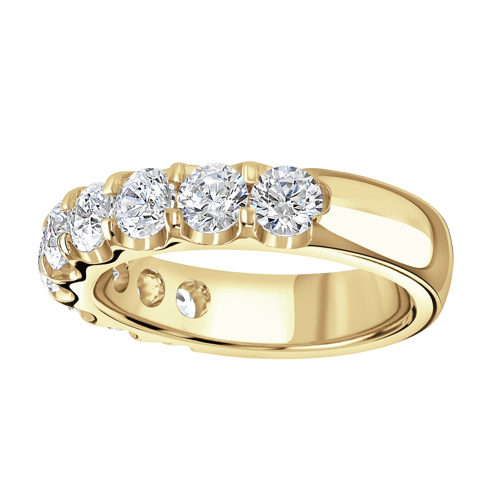 9ct Yellow Gold 2.15 Carat Round Brilliant Cut Claw Set Half Eternity Ring - Ring Size J