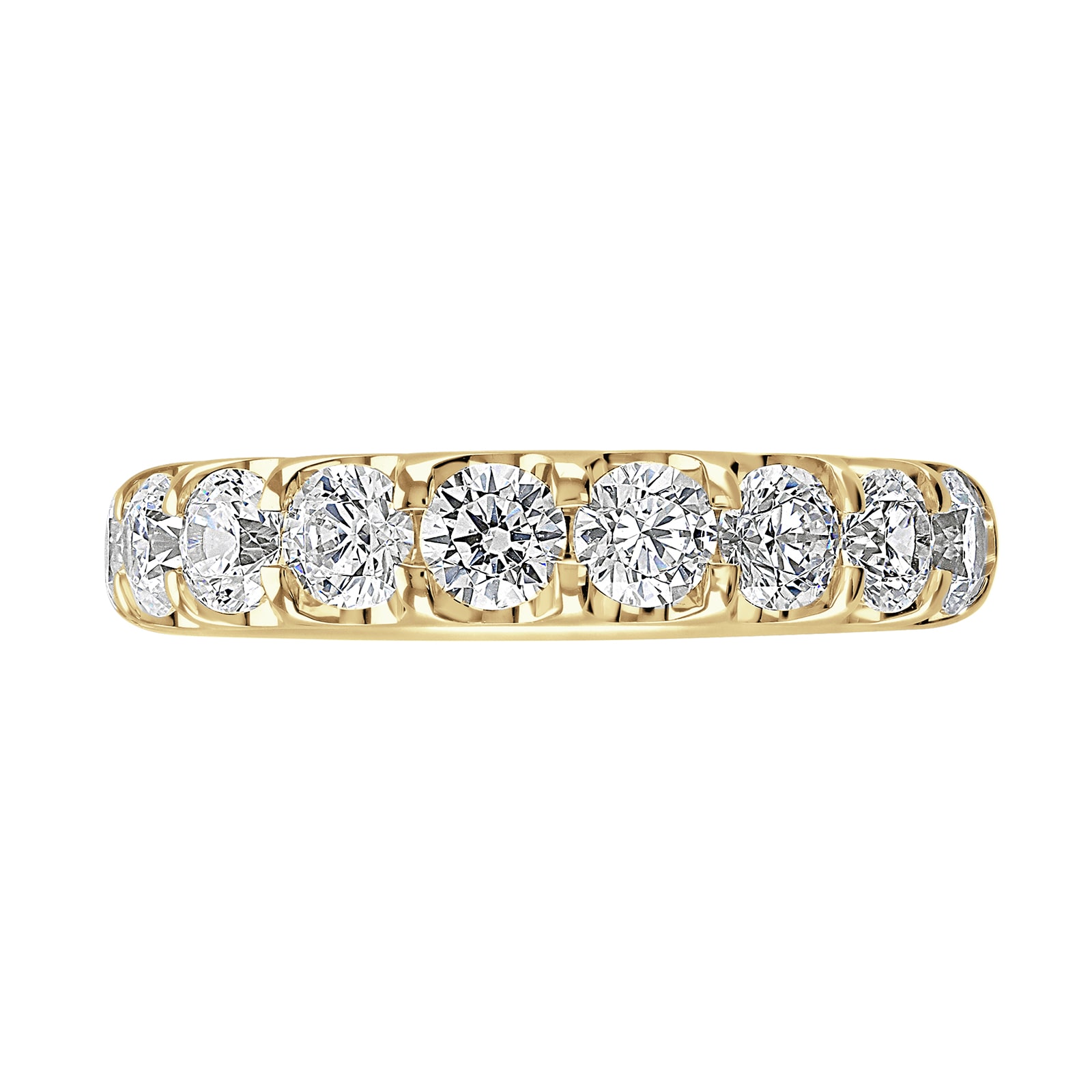 Goldsmiths 9ct Yellow Gold 2.15 Carat Round Brilliant Cut Claw Set Half Eternity Ring Goldsmiths 9ct Yellow Gold 2.15 Carat Round Brilliant Cut Claw Set Half Eternity Ring