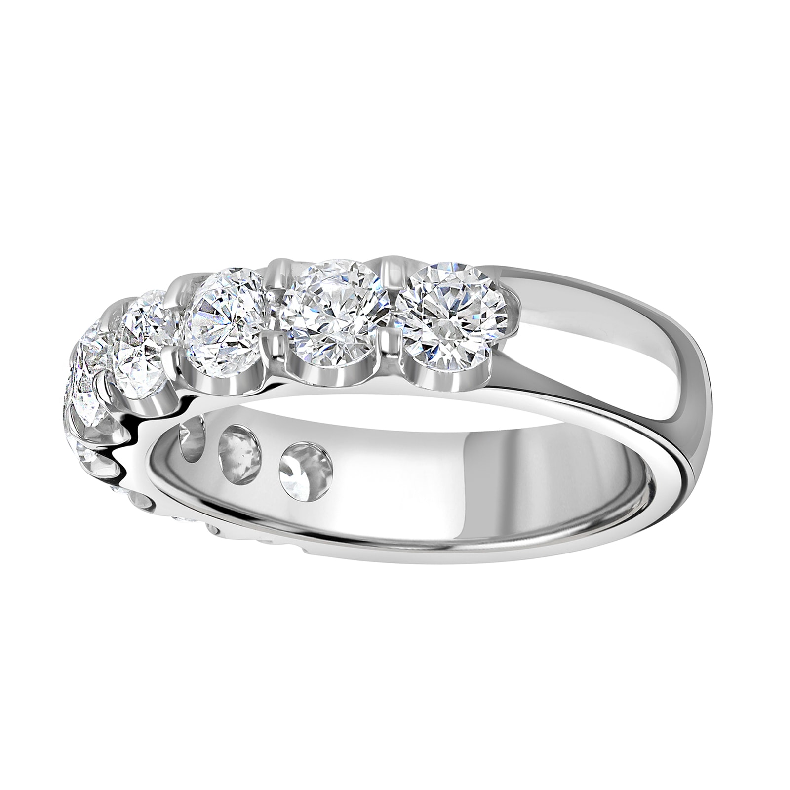 Goldsmiths Platinum 2.15 Carat Round Brilliant Cut Claw Set Half Eternity Ring