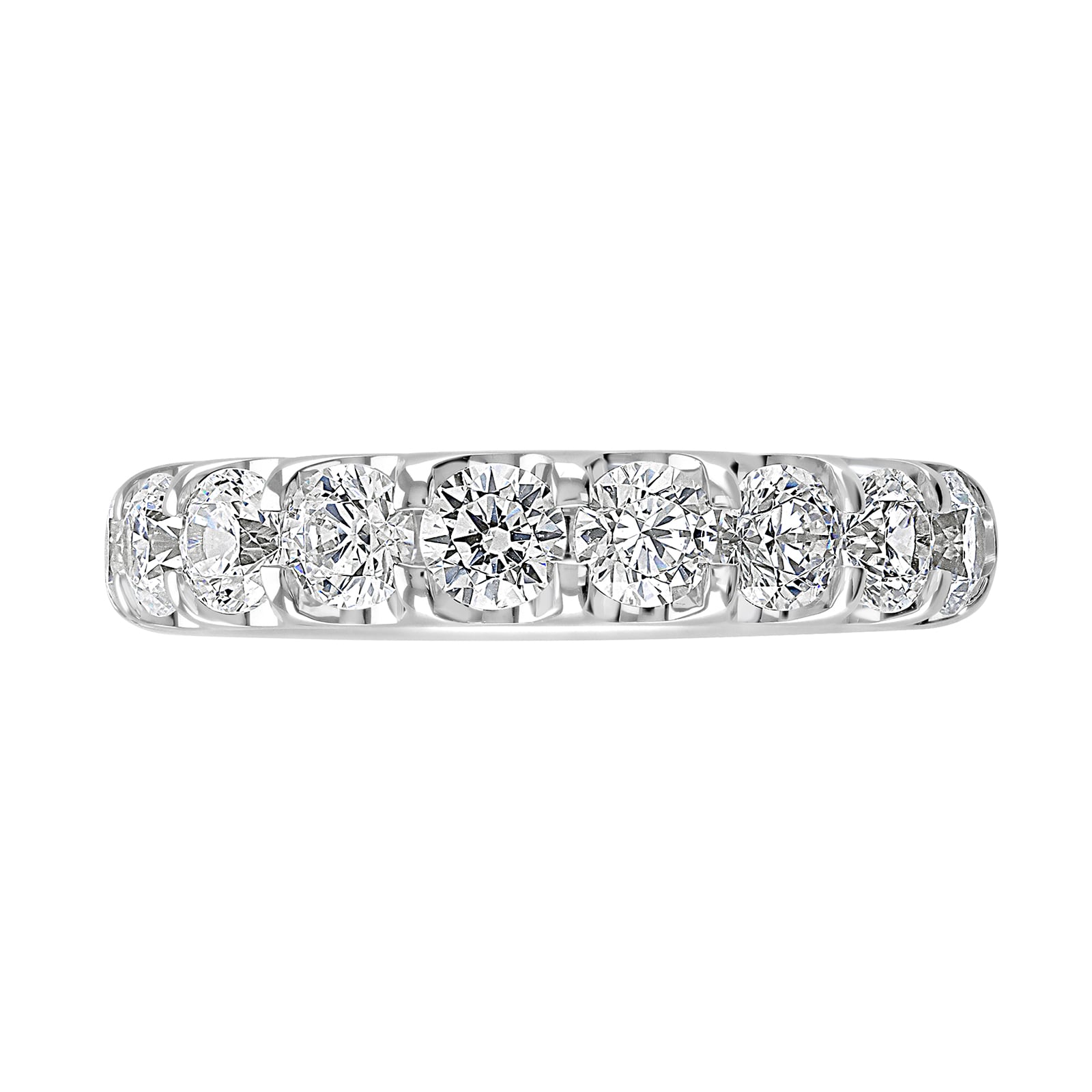Goldsmiths Platinum 2.15 Carat Round Brilliant Cut Claw Set Half Eternity Ring