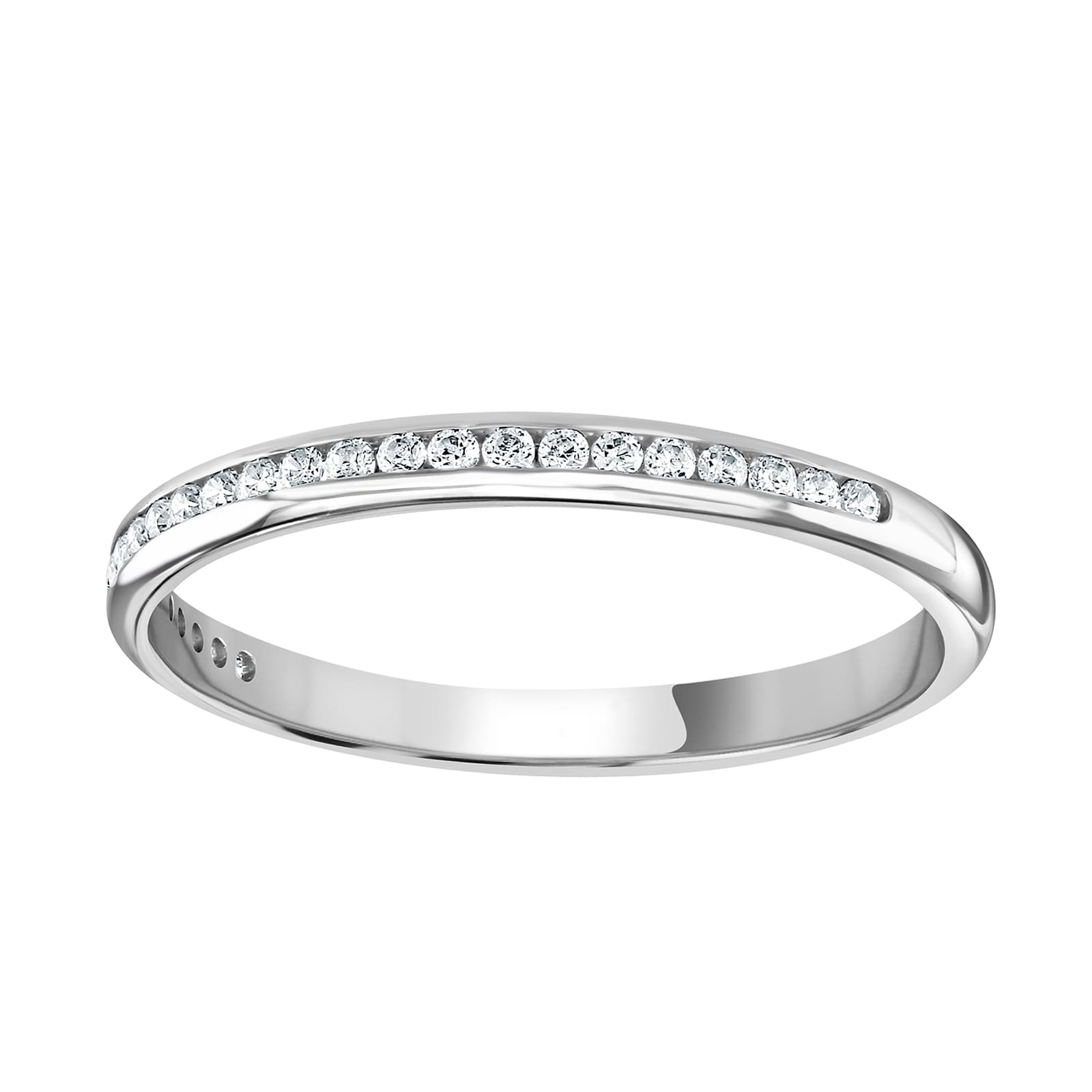 18ct White Gold 0.12 Carat Round Brilliant Cut Channel Set Half Eternity Ring - Ring Size U