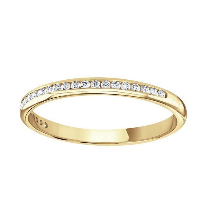 Goldsmiths 9ct Yellow Gold 0.12 Carat Round Brilliant Cut Channel Set Half Eternity Ring