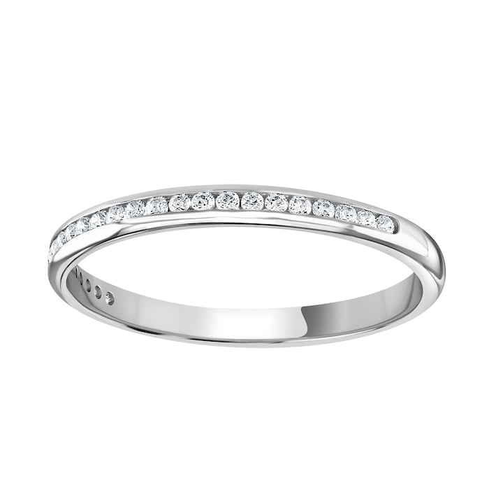 Goldsmiths Platinum 0.12 Carat Round Brilliant Cut Channel Set Half Eternity Ring - Ring Size G