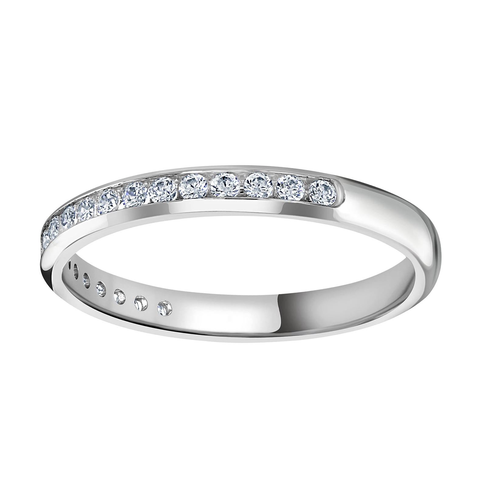 18ct White Gold 0.20 Carat Round Brilliant Cut Channel Set Half Eternity Ring - Ring Size H