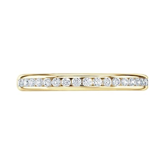 Goldsmiths 9ct Yellow Gold 0.20 Carat Round Brilliant Cut Channel Set Half Eternity Ring Goldsmiths 9ct Yellow Gold 0.20 Carat Round Brilliant Cut Channel Set Half Eternity Ring