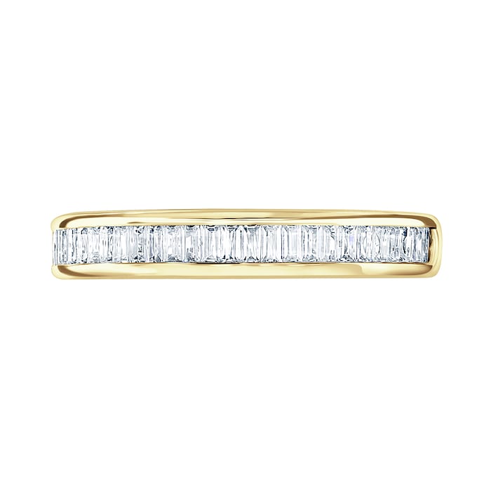 Goldsmiths 18ct Yellow Gold 0.54cttw Baguette Cut Channel Set Diamond Half Eternity Ring