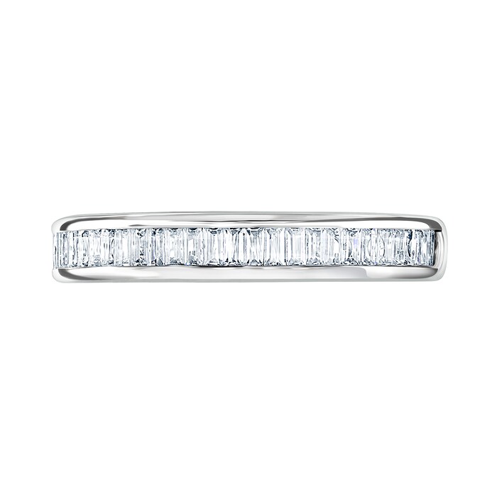 Goldsmiths 9ct White Gold 0.54cttw Baguette Cut Channel Set Diamond Half Eternity Ring