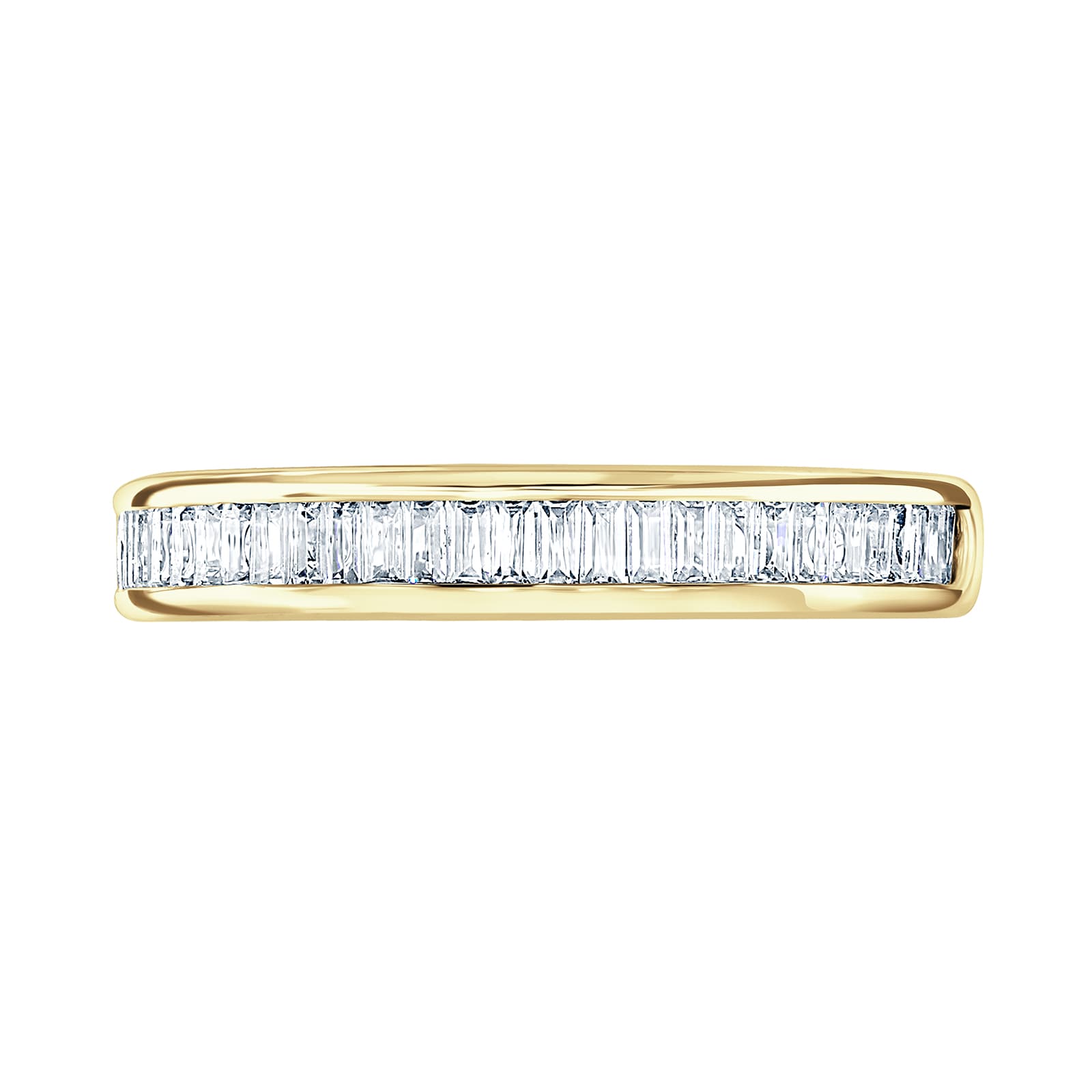 Goldsmiths 9ct Yellow Gold 0.54cttw Baguette Cut Channel Set Diamond Half Eternity Ring