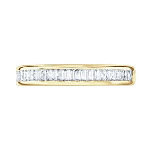 Goldsmiths 9ct Yellow Gold 0.54cttw Baguette Cut Channel Set Diamond Half Eternity Ring