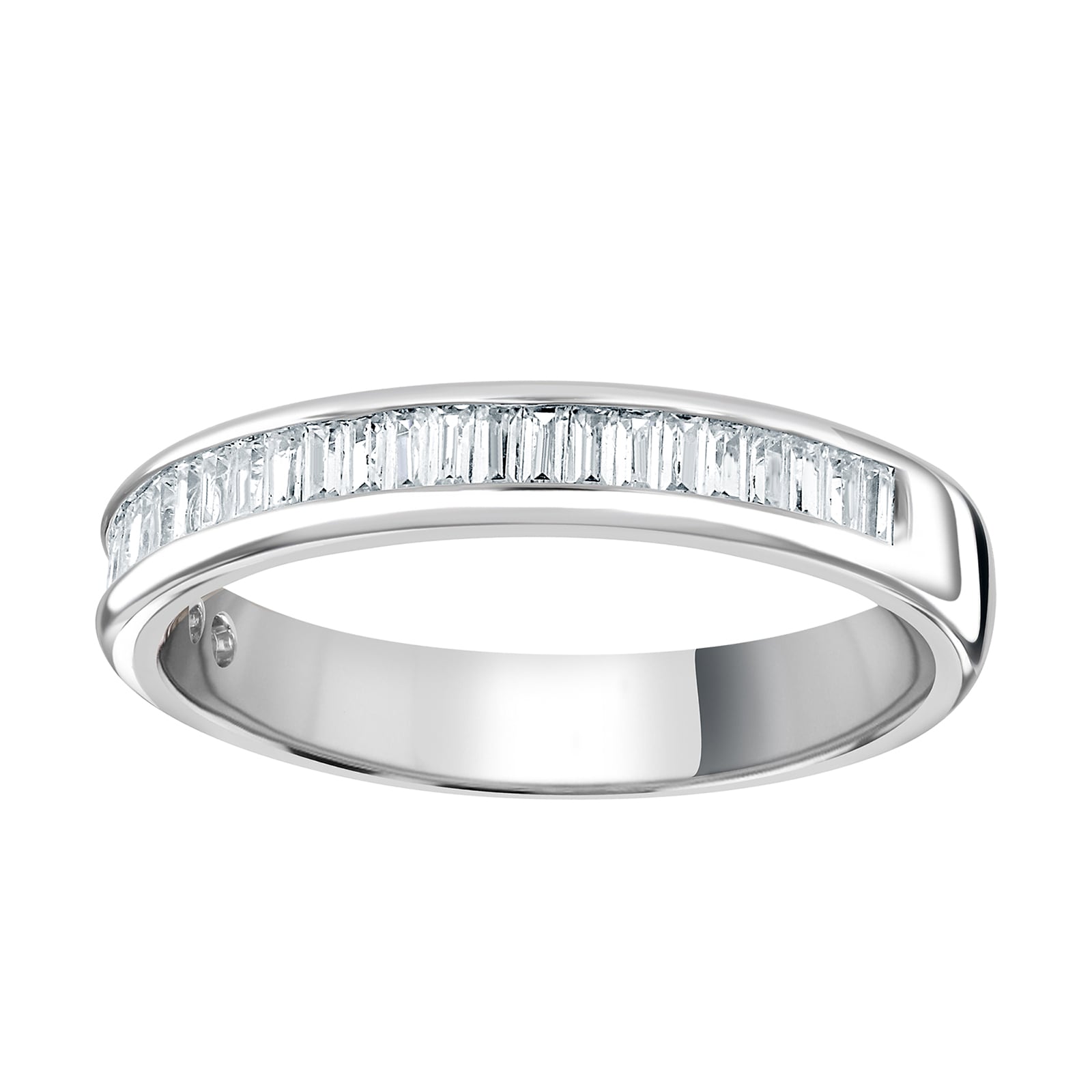 Goldsmiths Platinum 0.54cttw Baguette Cut Channel Set Diamond Half Eternity Ring Goldsmiths Platinum 0.54cttw Baguette Cut Channel Set Diamond Half Eternity Ring