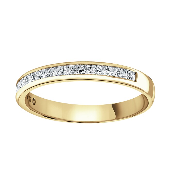 Goldsmiths 18ct Yellow Gold 0.40cttw Princess Cut Channel Set Diamond Half Eternity Ring