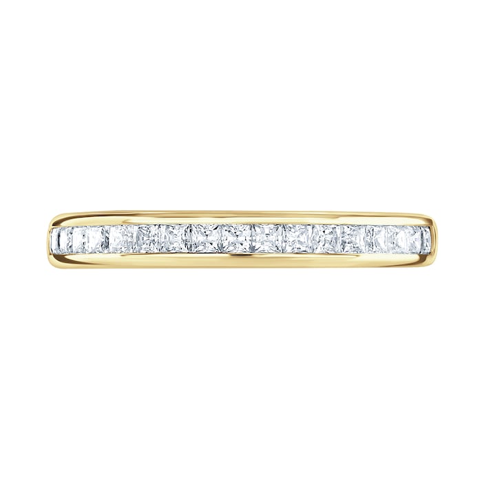 Goldsmiths 18ct Yellow Gold 0.40cttw Princess Cut Channel Set Diamond Half Eternity Ring