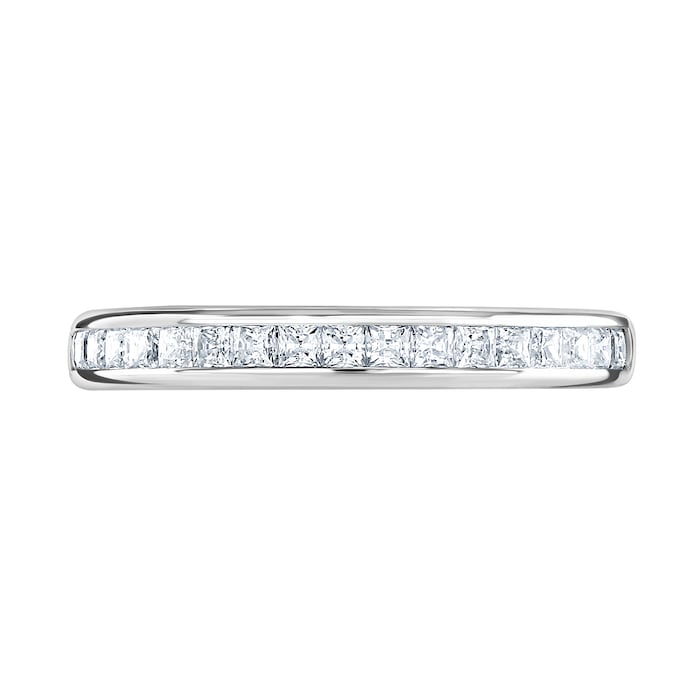 Goldsmiths 9ct White Gold 0.40cttw Princess Cut Channel Set Diamond Half Eternity Ring