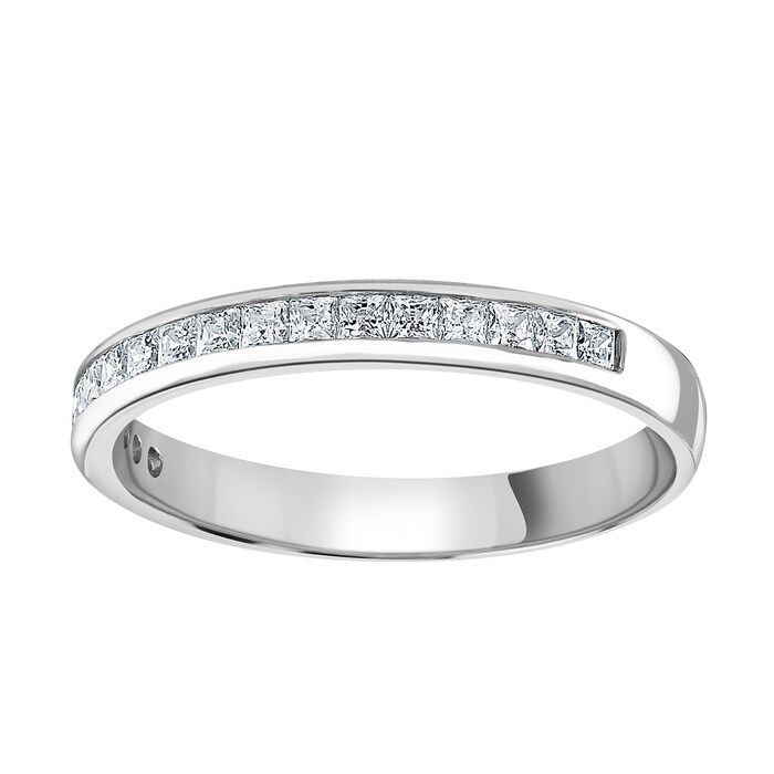 Goldsmiths 18ct White Gold 0.40cttw Princess Cut Channel Set Diamond Half Eternity Ring