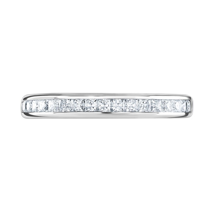 Goldsmiths 18ct White Gold 0.40cttw Princess Cut Channel Set Diamond Half Eternity Ring