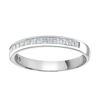 Goldsmiths 9ct White Gold 0.40cttw Princess Cut Channel Set Diamond Half Eternity Ring Goldsmiths 9ct White Gold 0.40cttw Princess Cut Channel Set Diamond Half Eternity Ring