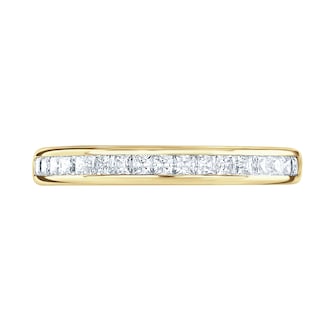 Goldsmiths 9ct Yellow Gold 0.40cttw Princess Cut Channel Set Diamond Half Eternity Ring