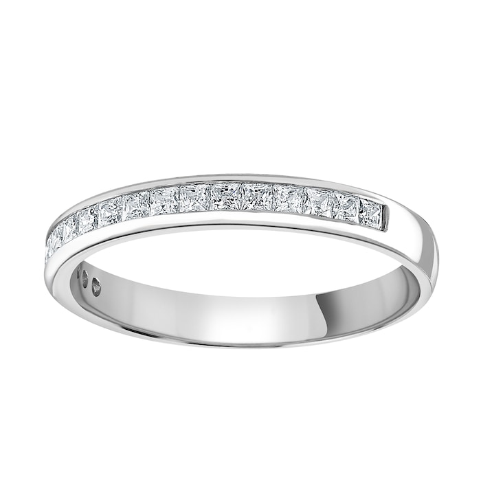 Goldsmiths 9ct White Gold 0.40cttw Princess Cut Channel Set Diamond Half Eternity Ring